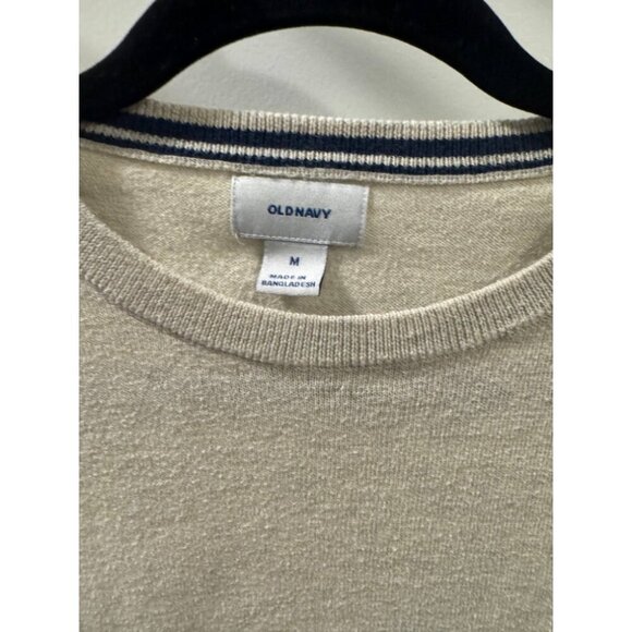 Old Navy Men's Medium Beige Crewneck Knit Sweater Long Sleeve Pullover Casual - Picture 3 of 4
